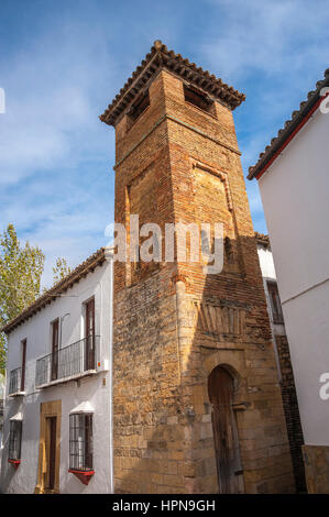 Minareto della moschea antica, la chiesa di San Sebastián in Ronda, provincia di Malaga, Andalusia, Spagna Foto Stock