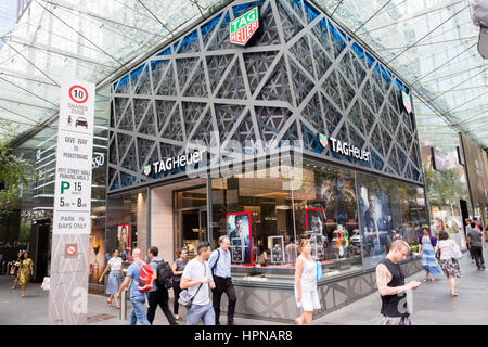 Tag Heuer luxury negozio Vendita orologi e merci in Pitt Street Mall, Sydney, Nuovo Galles del Sud, Australia Foto Stock