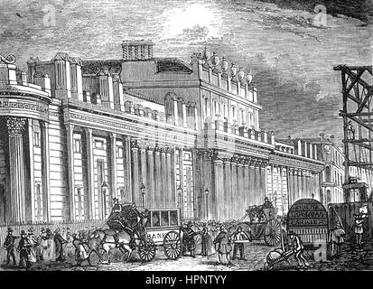 Banca d'Inghilterra edificio in Threadneedle Street circa 1830, progettato da Sir John Sloane Foto Stock