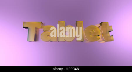 Tablet - Vetro colorato testo su sfondo vibrante - 3D reso Royalty free stock foto. Foto Stock