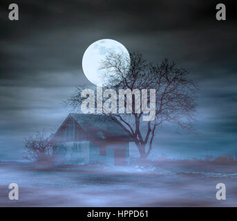 Vecchio abbandonato spooky ghost house Foto Stock