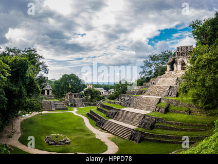 Templi della Croce gruppo presso le rovine maya di Palenque - Chiapas, Messico Foto Stock