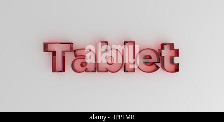 Tablet - vetro rosso il testo su sfondo bianco - 3D reso Royalty free stock foto. Foto Stock