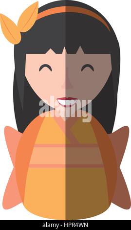 Ragazza geisha kimono diadema ombra Illustrazione Vettoriale