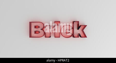 Brick - vetro rosso il testo su sfondo bianco - 3D reso Royalty free stock foto. Foto Stock