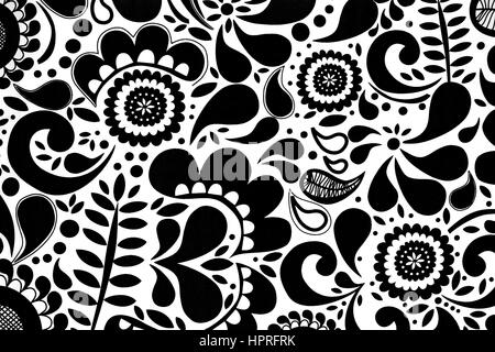 Abstract Seamless in bianco e nero motivo floreale Foto Stock