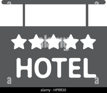 Icona Hotel solid 5 star sign silhouette Illustrazione Vettoriale