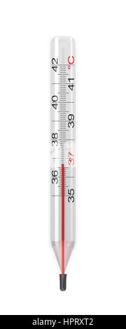 Termometro clinico isolato su bianco illustrazione Foto Stock