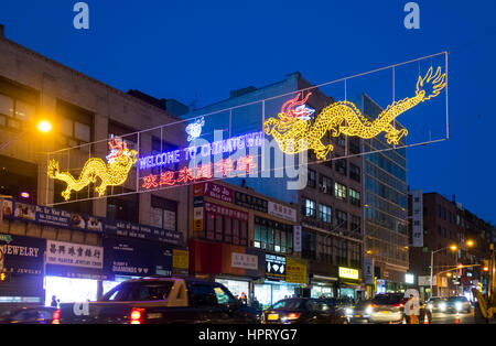 Benvenuti a Chinatown banner nella città di New York Foto Stock