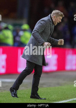 Inverness Caledonian Thistle's Richie specifiche diun reagisce sul perimetro durante la Premiership scozzese corrispondono a Tulloch Caledonian Stadium, Inverness. Foto Stock