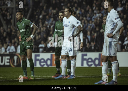 Copenhagen, Danimarca. Il 23 febbraio, 2017. Federico Santander (19) di FC Copenhagen visto durante l'Europa League round di 32 match tra FC Copenhagen e Ludogorets Razgrad a Telia Parken. Credito: Gonzales foto/Alamy Live News Foto Stock