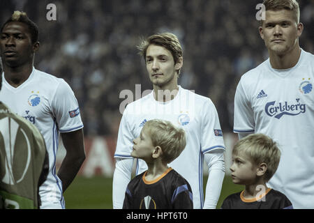 Copenhagen, Danimarca. Il 23 febbraio, 2017. Rasmus Falk di FC Copenhagen visto durante l'Europa League round di 32 match tra FC Copenhagen e Ludogorets Razgrad a Telia Parken. Credito: Gonzales foto/Alamy Live News Foto Stock