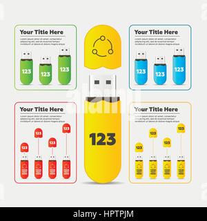 Infographics. Usb flash card grafico a barre Illustrazione Vettoriale