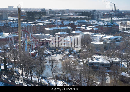Copenaghen paesaggio invernale dopo la neve prese dal municipio torre Foto Stock