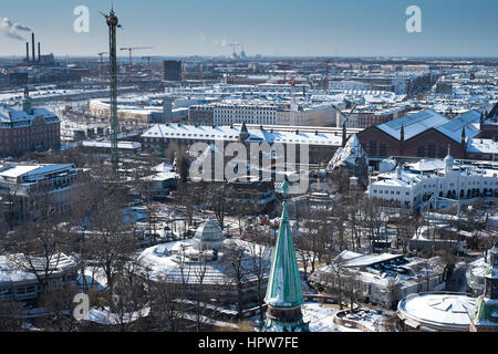 Copenaghen paesaggio invernale dopo la neve prese dal municipio torre Foto Stock