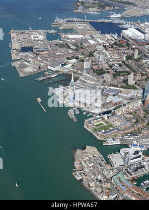 Vista aerea della zona di Portsmouth compresi alcuni dei grandi attrazioni. Foto Stock