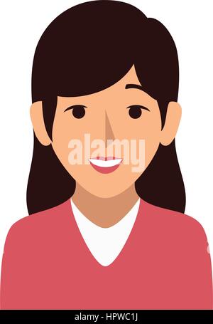 Silhouette colorato mezzo corpo donna con capelli lunghi Illustrazione Vettoriale