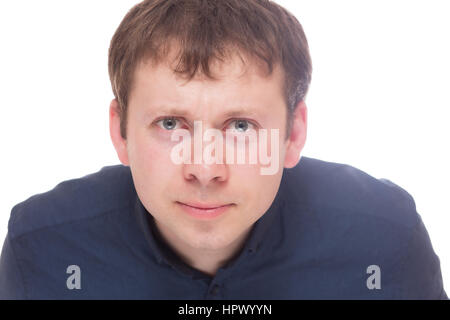 L'uomo interessante isolati su sfondo bianco Foto Stock