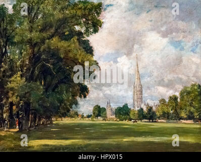 Constable pittura. 'Salisbury cattedrale dalla palude inferiore vicino" di John Constable, olio su tela, 1820. Foto Stock