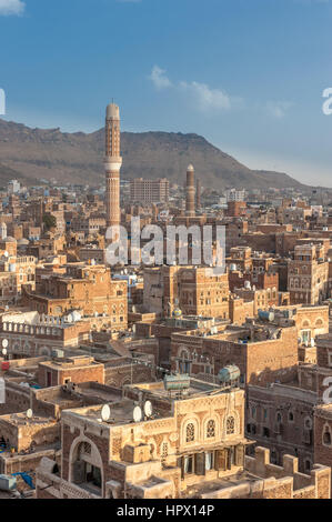 Panorama di Sanaa, Yemen Foto Stock