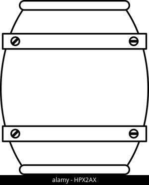 Barile di legno vino linea sottile Illustrazione Vettoriale