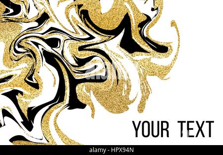 Business card modello. Marmorizzazione texture dello sfondo. Abstract marmo design di lusso con golden glitter elementi. Colorata illustrazione vettoriale. Illustrazione Vettoriale