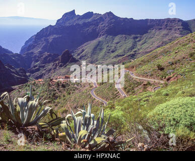 Punto di vedetta sulla strada per il villaggio di Masca, Il Teno, Tenerife, Isole Canarie, Spagna Foto Stock