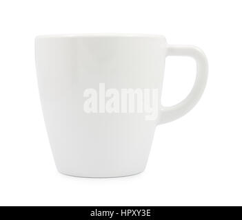 Bianco di ceramica mug isolato su un bianco Foto Stock