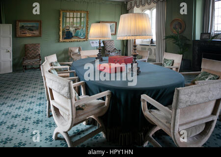 Londra, Inghilterra - Luglio 12, 2016 tipico interno del castello inglese. Il Castello di Leeds sala seminario Foto Stock