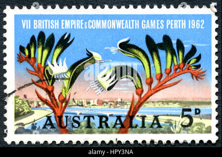 AUSTRALIA - 1962 CIRCA: utilizzate un francobollo da Australia, celebratingbthe British Empire and Commonwealth Games tenutasi a Perth, 1962 circa. Foto Stock