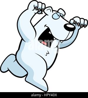 Un cartoon orso polare in esecuzione per attaccare con artigli fuori. Illustrazione Vettoriale