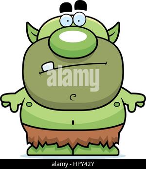 Un cartoon Green Goblin in un panno di lombo. Illustrazione Vettoriale