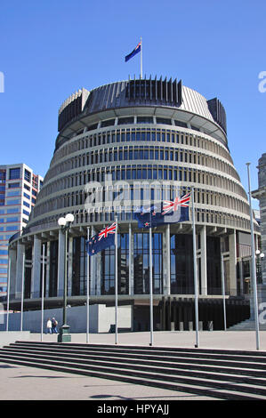 Nuova Zelanda governo "alveare' edificio del Parlamento. Lambton Quay, Wellington, Regione di Wellington, Isola del nord, Nuova Zelanda Foto Stock