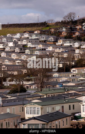 Roulotte e case vacanza a Ladram Bay, un parco vacanze in East Devon, Regno Unito. Foto Stock