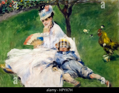 Renoir pittura. 'Madame Monet e suo figlio" di Pierre Auguste Renoir (1841-1919), olio su tela, 1874 Foto Stock