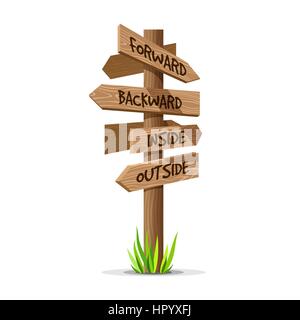 Freccia in legno della direzione del vettore cartello Illustrazione Vettoriale