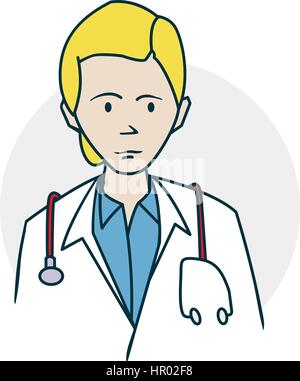 Dottore in piedi con uno stetoscopio Illustrazione Vettoriale