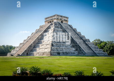 Tempio maya Piramide di Kukulkan - Chichen Itza, Yucatan, Messico Foto Stock