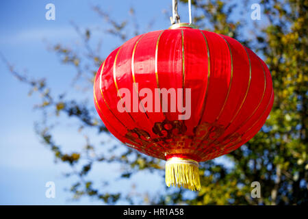 Bellissimo rosso vibrante lanterne cinesi per celebrare Asian / Anno Nuovo Cinese Foto Stock