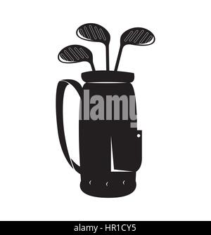 Golf clubs sportivi borsa icona emblema Illustrazione Vettoriale