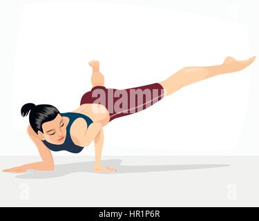 Illustrazione vettoriale di una ragazza facendo handstand Illustrazione Vettoriale