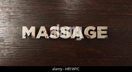 Massaggi - grungy headline in legno su Acero - 3D reso Royalty free stock foto. Questa immagine può essere utilizzata per un sito online banner pubblicitario o una stampa p Foto Stock