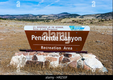 Ingresso segnaletica; Penitente Canyon; Colorado; USA Foto Stock