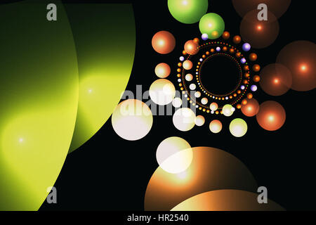 Su uno sfondo nero fractal illustrazione mostra i vari colori delle sfere incandescente. Foto Stock