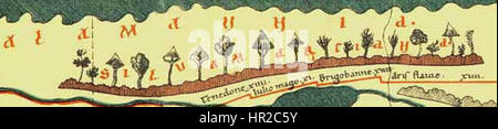 Parte della Tabula Peutingeriana centrata intorno al presente giorno Foresta Nera Foto Stock