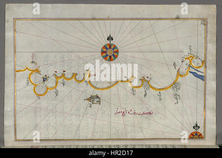 Piri Reis - Mappa della costa egiziana da Matruh verso est verso Alessandria - Walters W658298B - Pagina completa Foto Stock