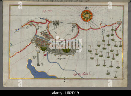 Piri Reis - Mappa della città di Alessandria - Walters W658302A - Pagina completa Foto Stock