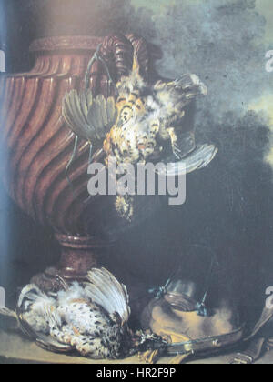 Il dipinto di natura morta di Jean-Baptiste Oudry, Nature morte avec deux perdrix et un vase de porphyre, creato nel 1723, come da Thomon, che presenta un'opera custodita nel musée d'État de Schwerin. Foto Stock