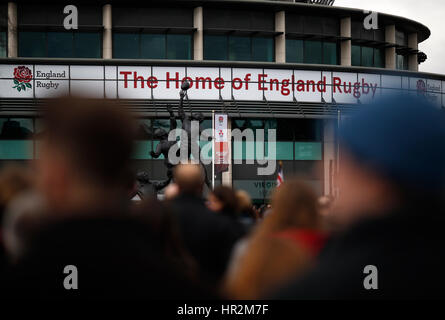 Vista generale del Core Values Sculpture prima durante la partita RBS 6 Nations al Twickenham Stadium, Londra. PREMERE ASSOCIAZIONE foto. Data foto: Domenica 26 febbraio 2017. Vedi la storia della PA RugbyU Inghilterra. Il credito fotografico deve essere: Paul Harding/PA Wire. RESTRIZIONI: Solo per uso editoriale, non uso commerciale senza previa autorizzazione. Foto Stock