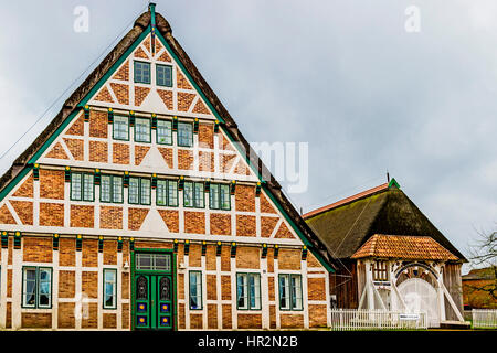 Häuser in Jork, Altes Land; case a Jork, Bassa Sassonia Foto Stock